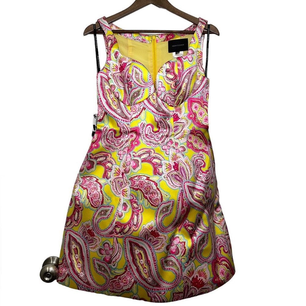 Helen O’Connor Cabana Dress Pink Yellow Paisley Structured NWT Women’s 6